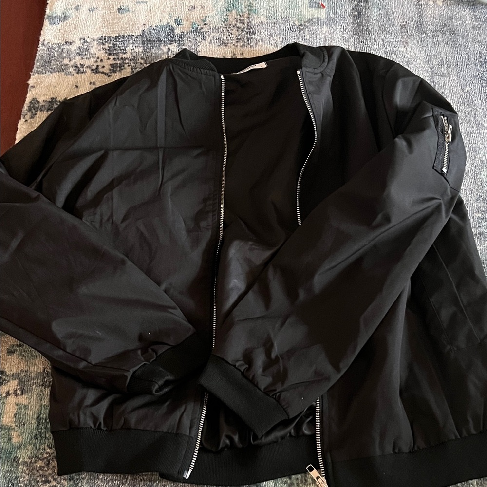 Black Bomber Jacket - Classic Lightweight Style